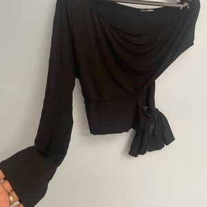 Fashion Nova Elegant Black Drape Top